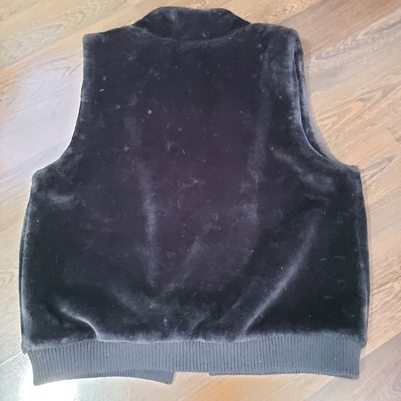 Talbots Black Faux Fur Sleeveless Vest Women's | Size L/XL - Picture 3 of 8